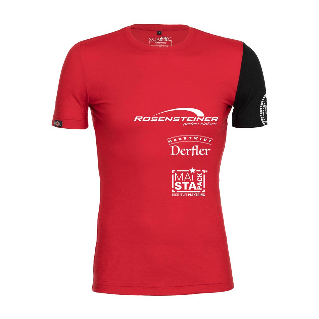 FF Schweinsegg Zehetner Merino Shirts mit Aufdruck der Sponsoren und dem Vereinslogo auf der Rückseite - Kunde SCROC
