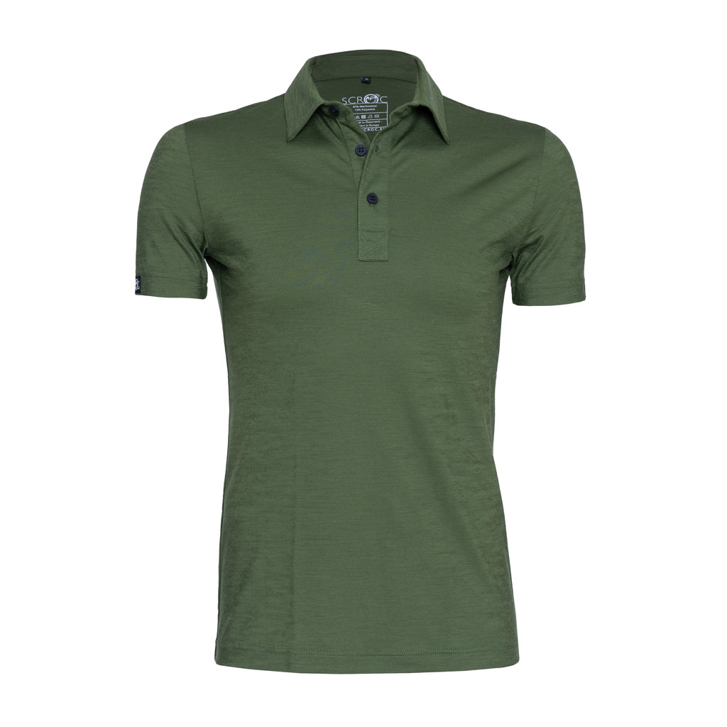 Merino Polo 160 Solida m moosgrün für Herren von SCROC