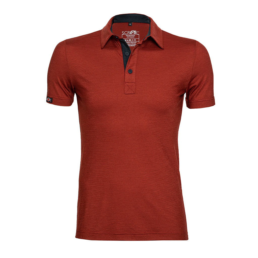 Merino Polo 160 Solida m rostbraun für Herren von SCROC