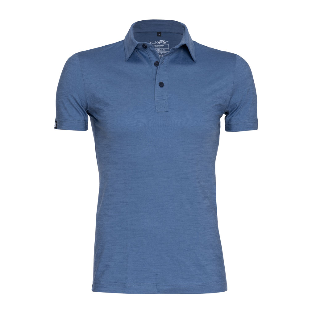 Merino Polo 160 Solida m stahlblau für Herren von SCROC