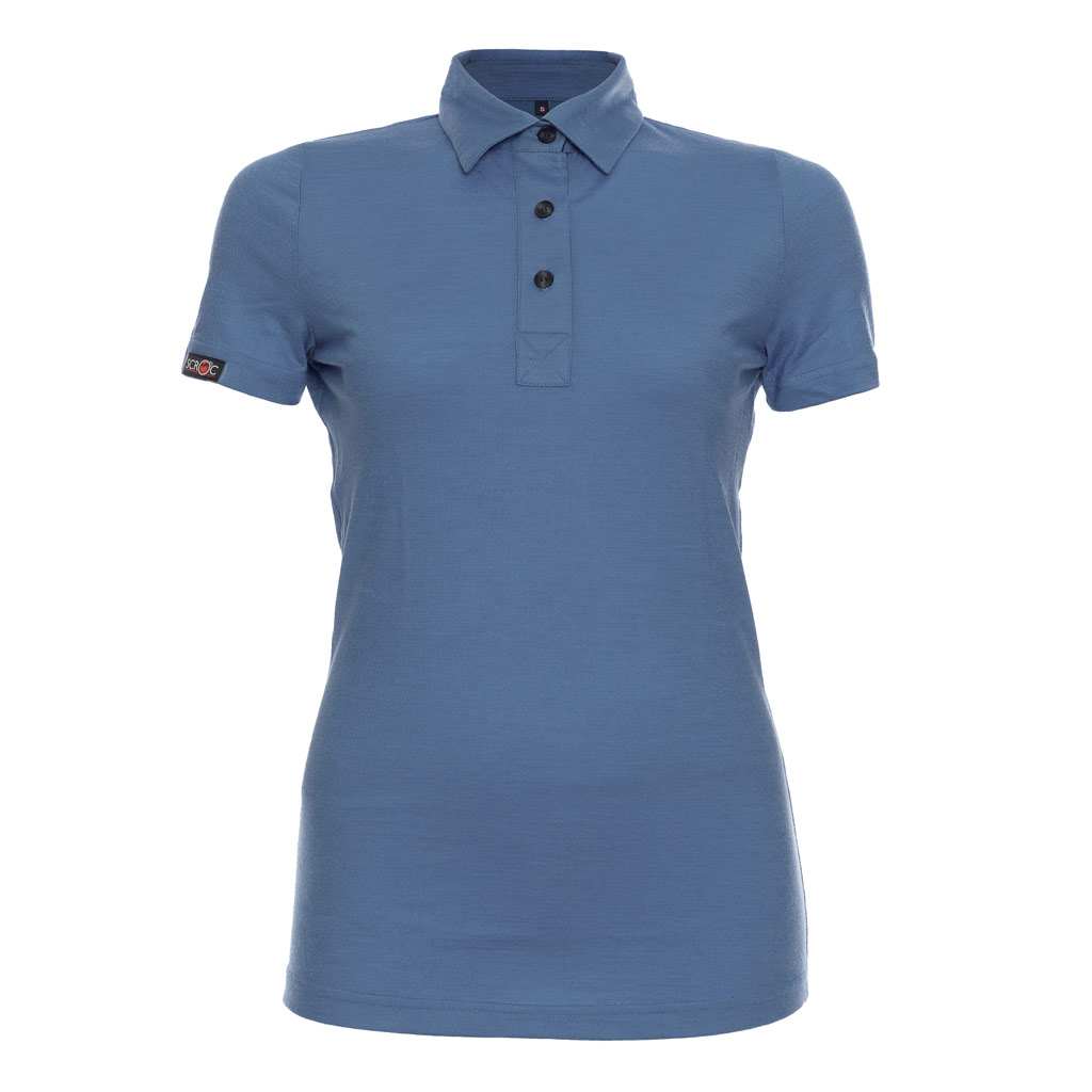 Merino Polo 160 Solida w stahlblau für Damen von SCROC