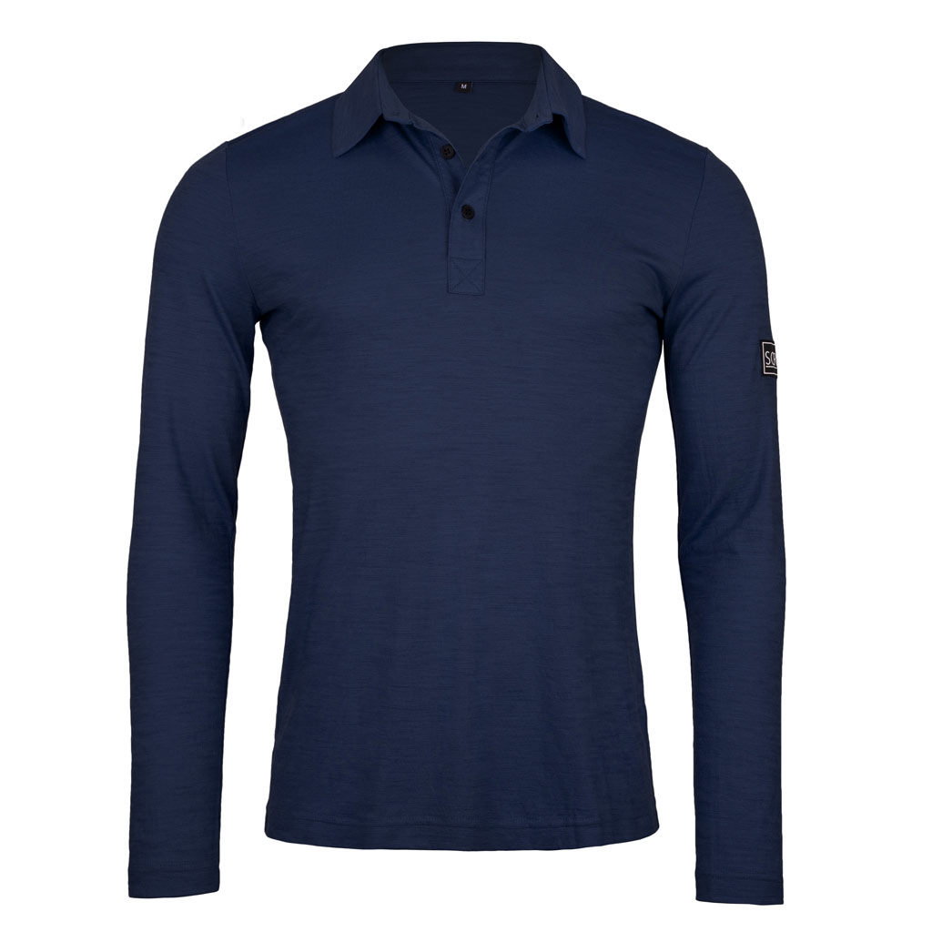Merino Polo 160 Prio langarm m dunkelblau für Herren von SCROC