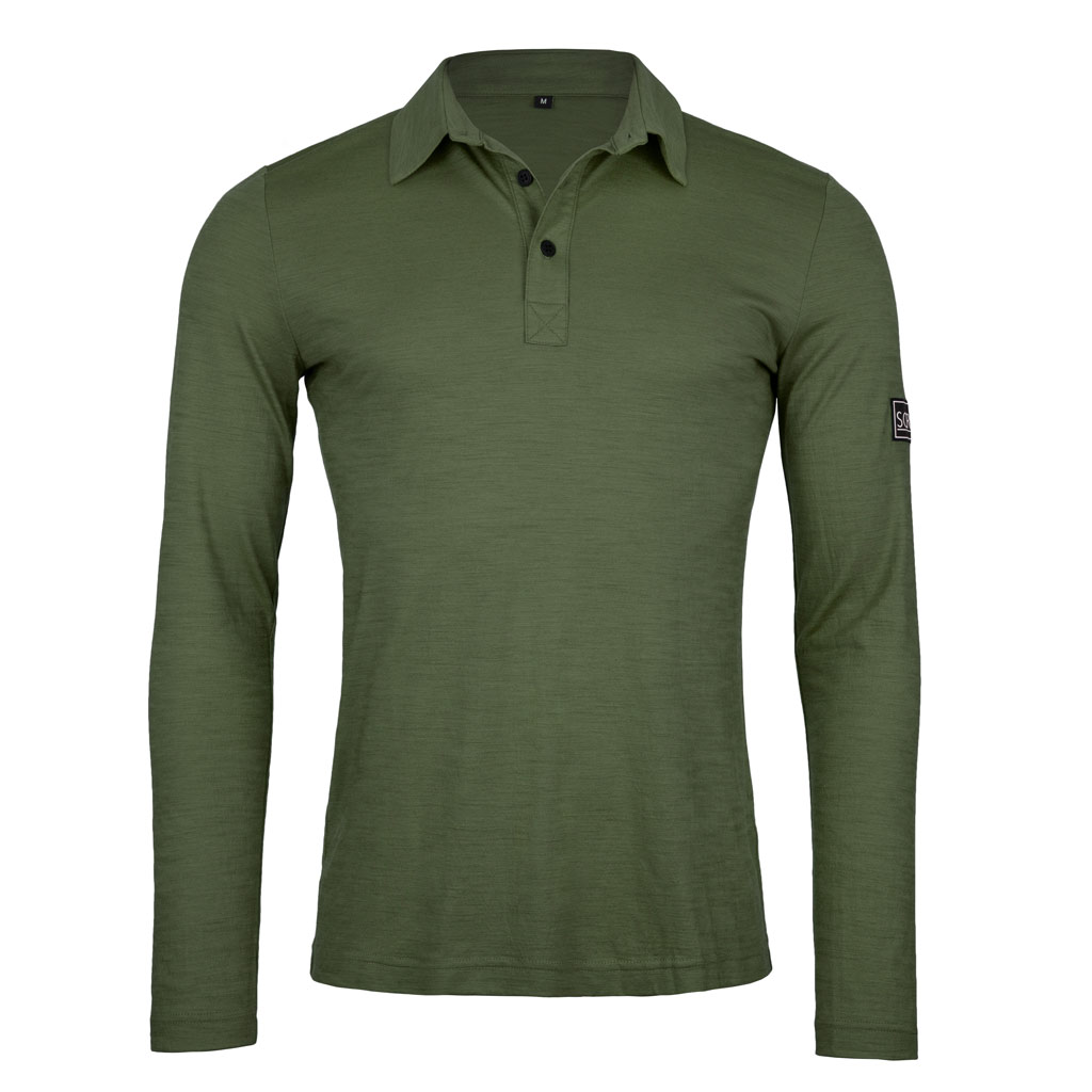 Merino Polo 160 Prio langarm m moosgrün für Herren von SCROC