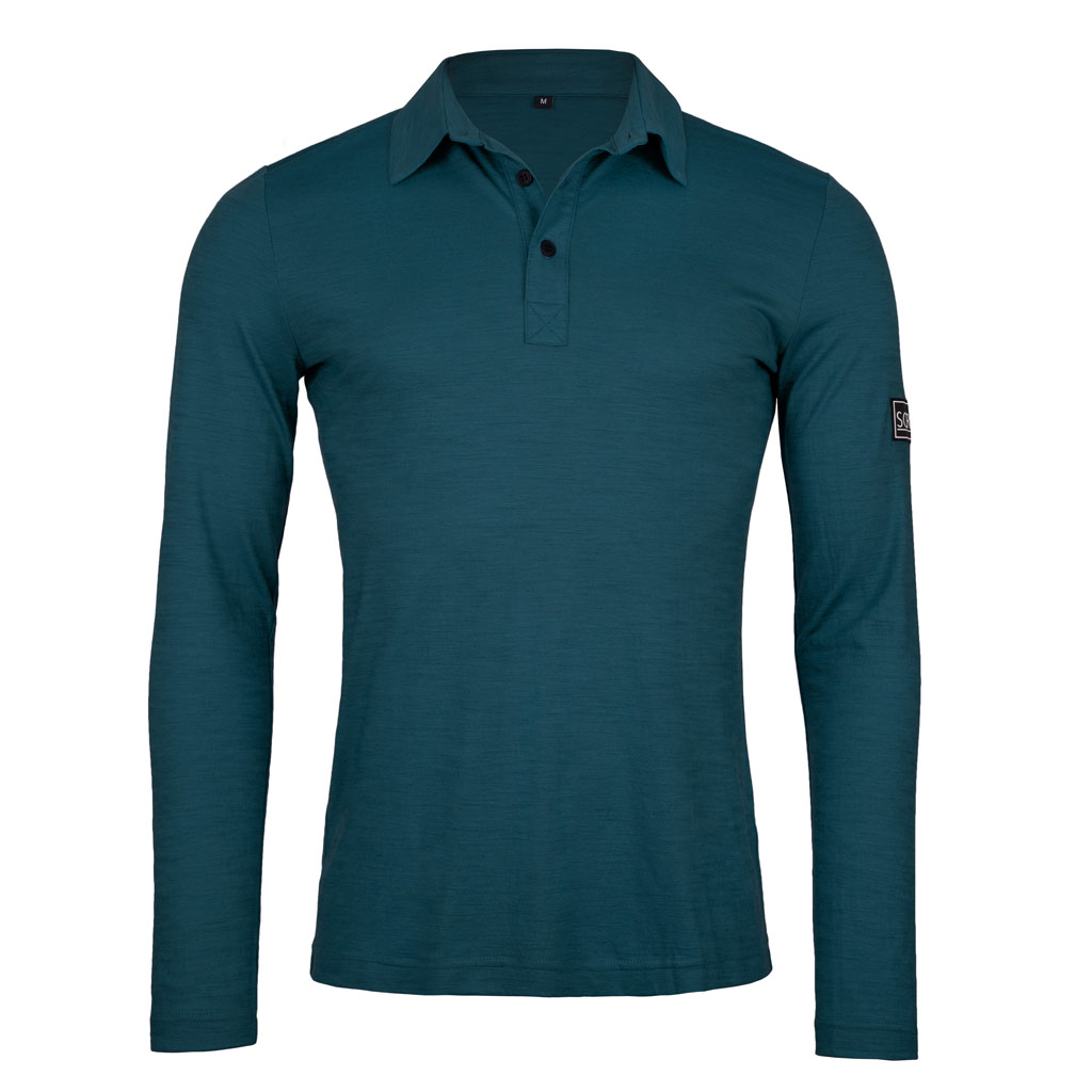 Merino Polo 160 Prio langarm m petrol für Herren von SCROC