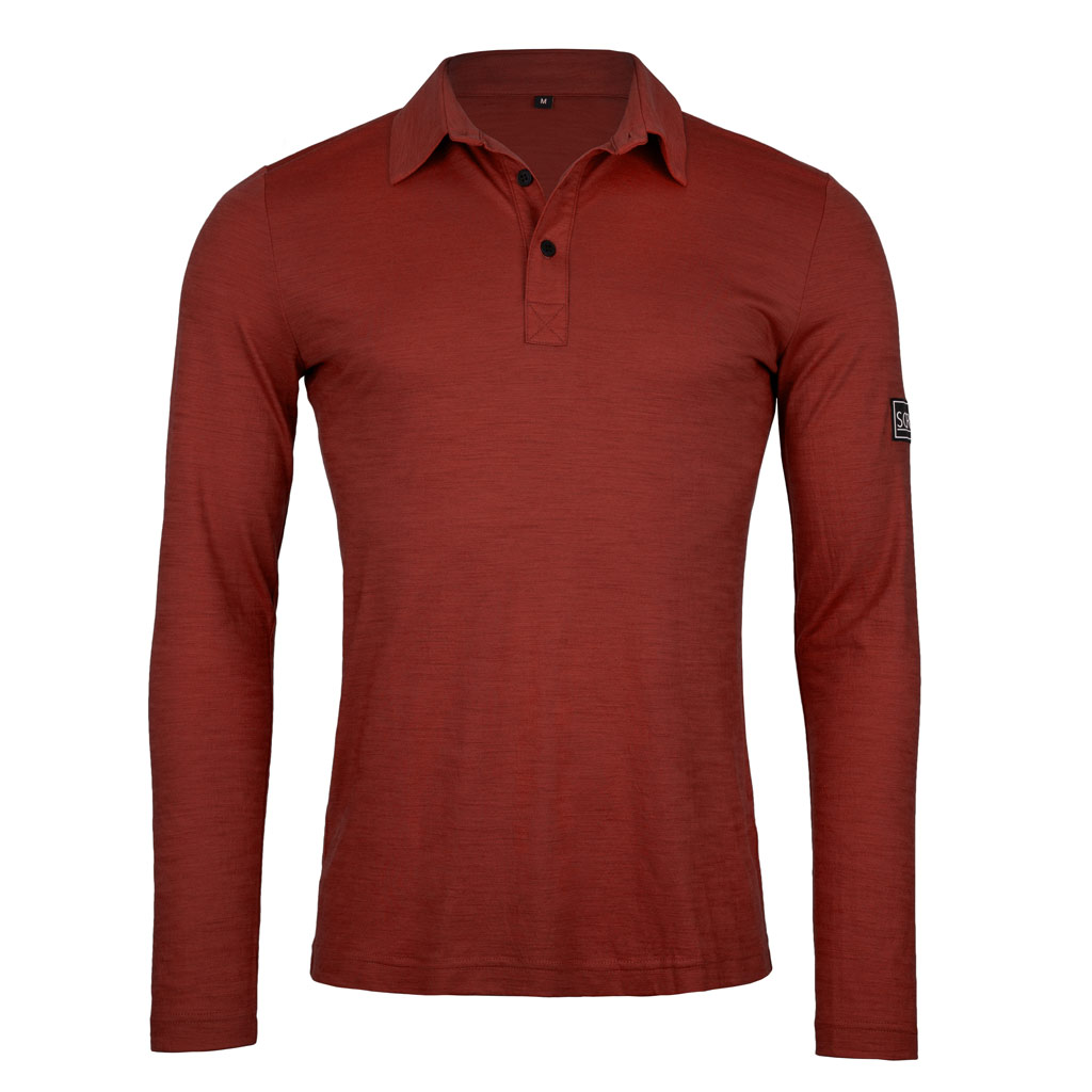 Merino Polo 160 Prio langarm m rostbraun für Herren von SCROC
