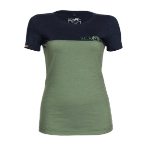 Merino Shirt 155 Teo w olivgrün (oben dunkelblau) für Damen von SCROC. Merino Shirt 155 Teo w olivgrün (oben dunkelblau) für Damen von SCROC.