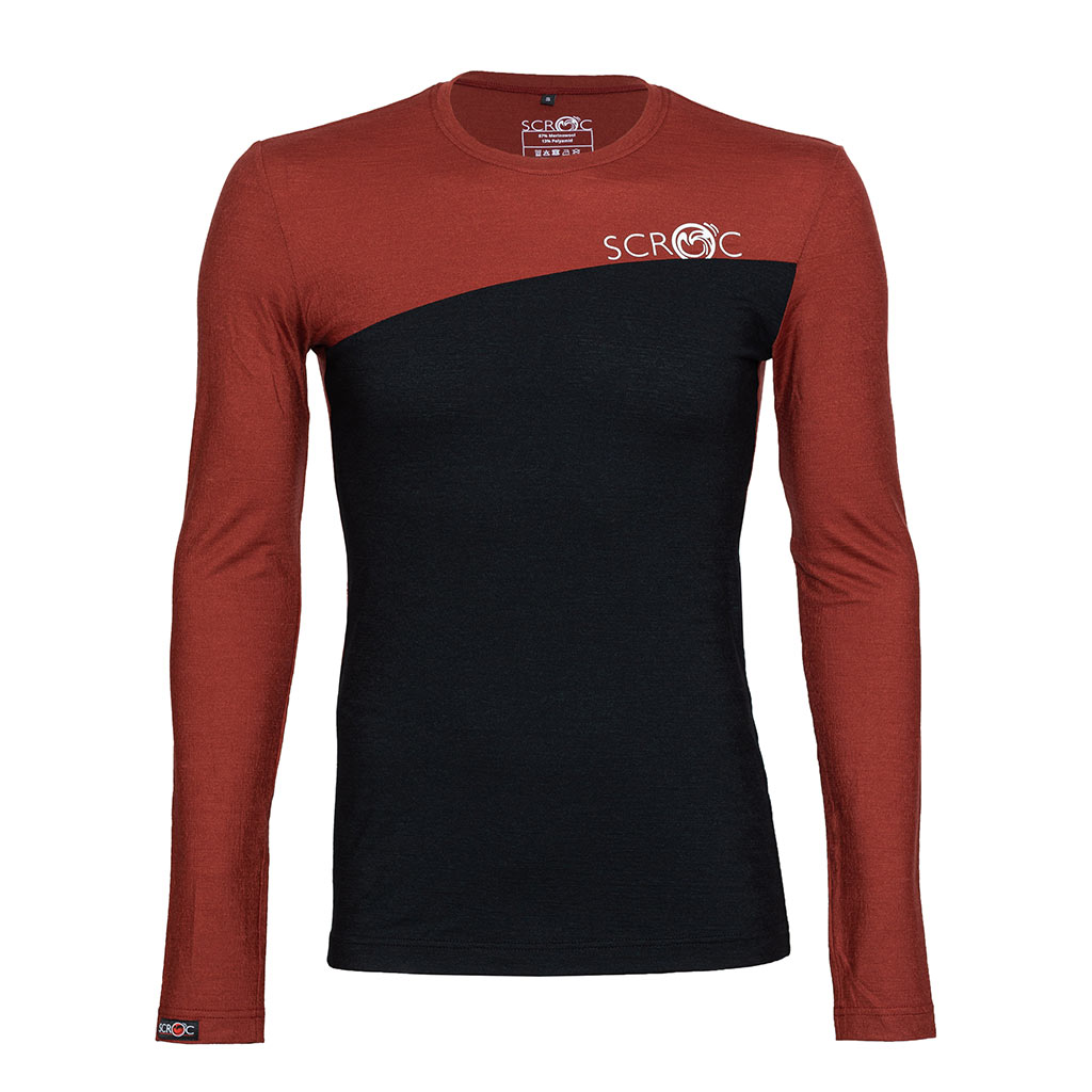 Merino Shirt 160 dukolora langarm m rostbraun für Herren von SCROC
