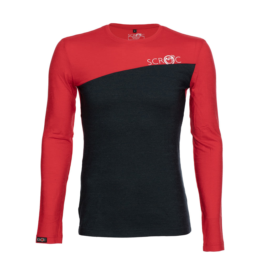 Merino Shirt 160 dukolora langarm m rot für Herren von SCROC