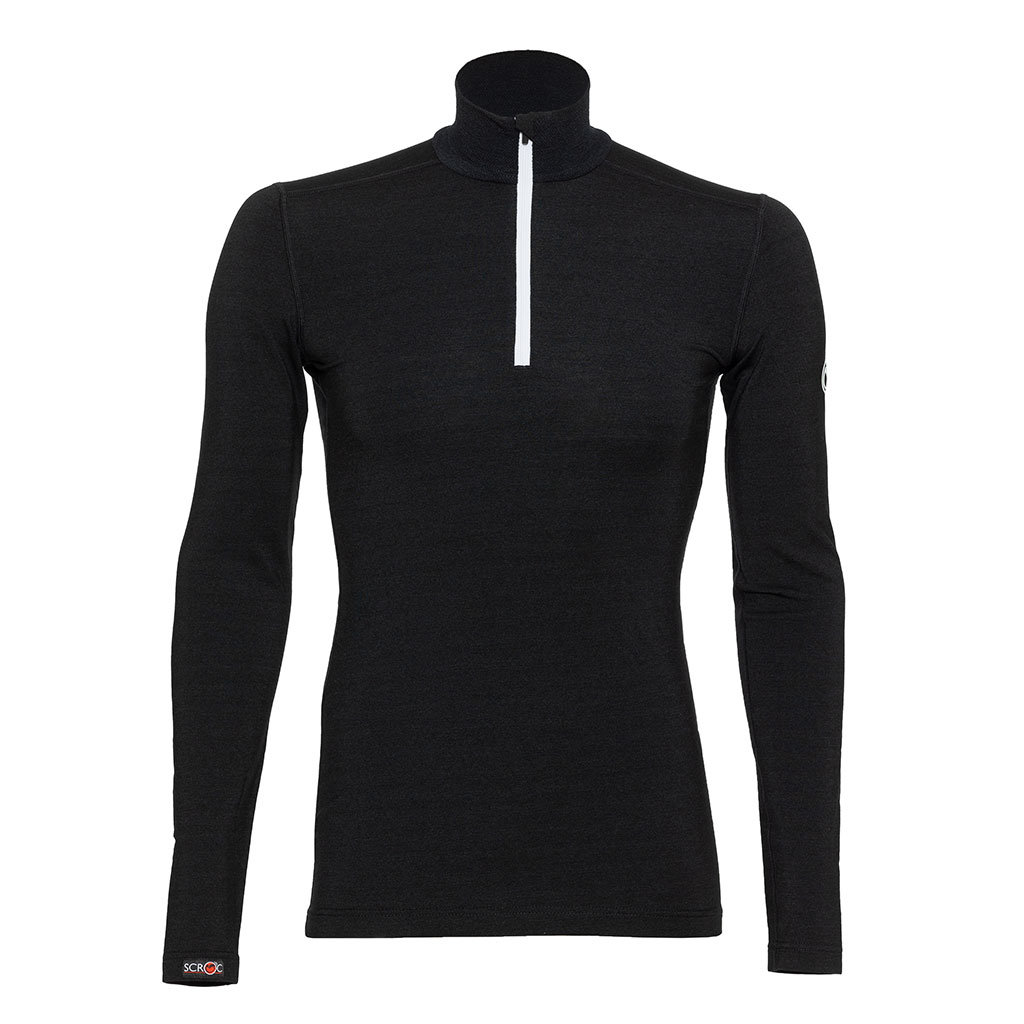 Merino Shirt 190 Zipo langarm m schwarz für Herren von SCROC