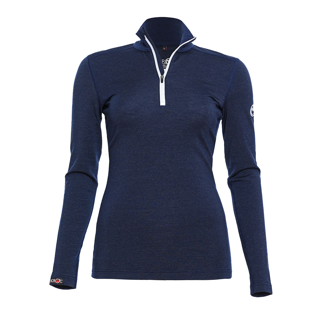Merino Shirt 190 Zipo langarm w dunkelblau für Damen von SCROC