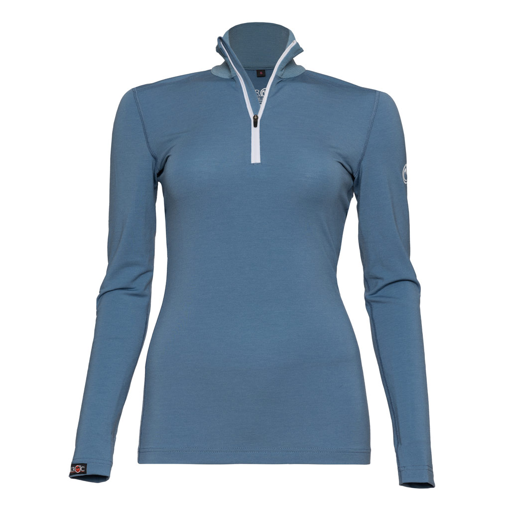 Merino Shirt 190 Zipo langarm w eisblau für Damen von SCROC