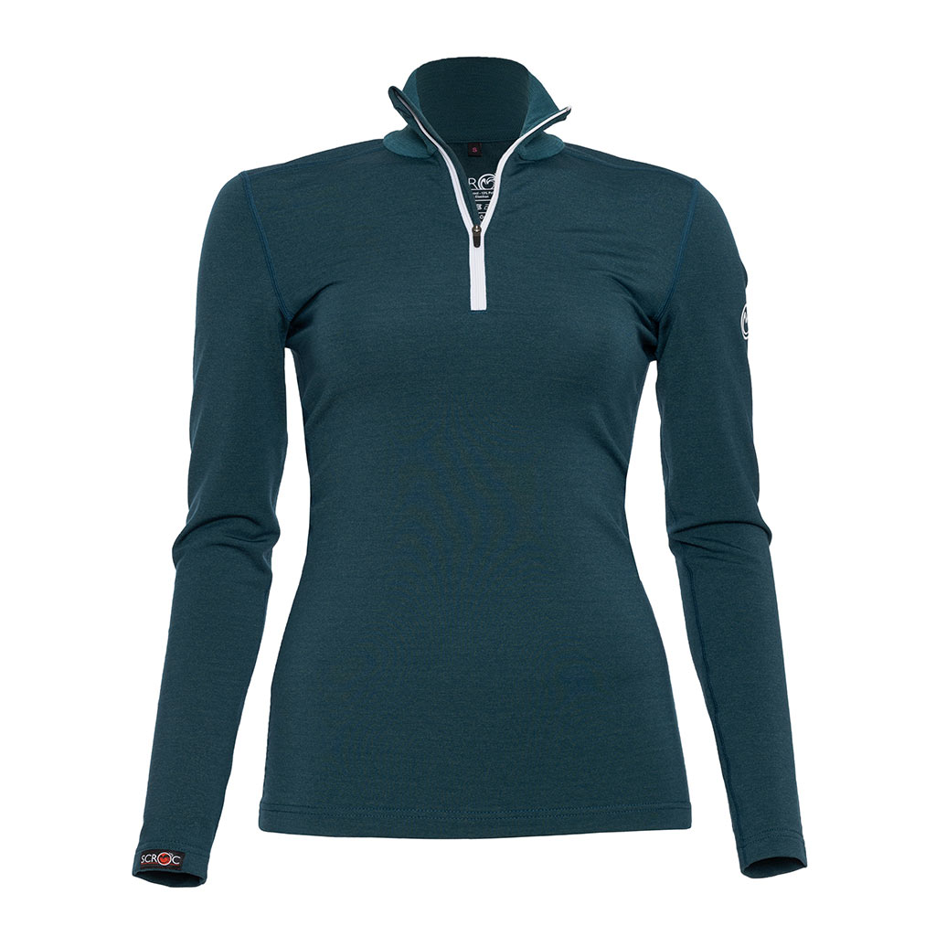 Merino Shirt 190 Zipo langarm w petrol für Damen von SCROC