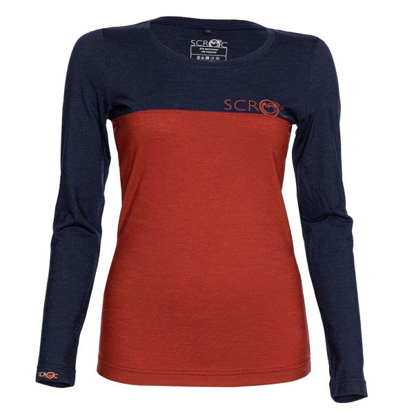 sMerino 155 Shirt Teo langarm w rostbraun (oben dunkelblau) für Damen von SCROC.