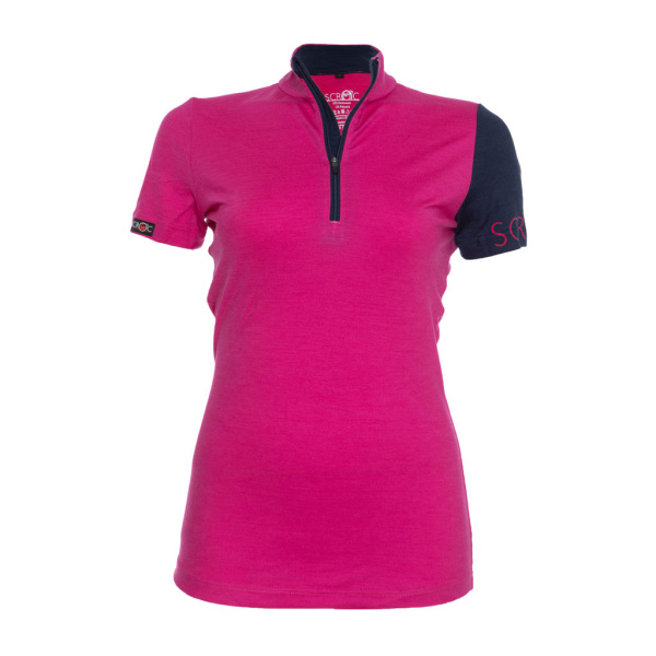 Das sMerino 155 Shirt Valo w pink für Damen von SCROC mit Stehkragen und Reißverschluss.