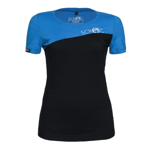 sMerino 160 Shirt Dukolora w Damen blau/schwarz von SCROC.