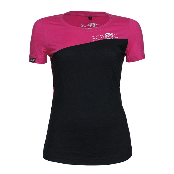 sMerino 160 Shirt Dukolora w Damen pink/schwarz von SCROC.