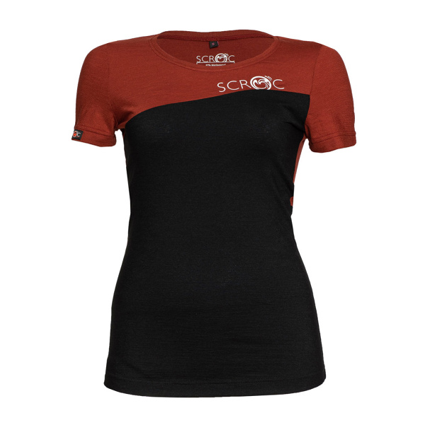 sMerino 160 Shirt Dukolora w Damen rostbraun (unten schwarz) von SCROC.