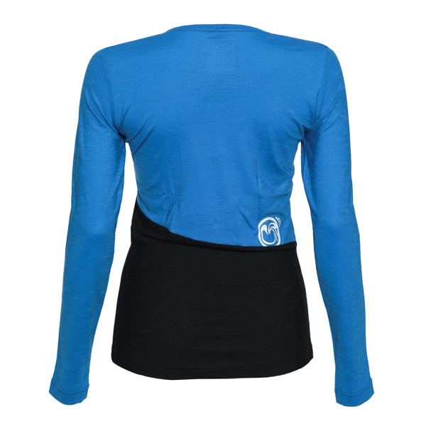 Blau und schwarz: sMerino 160 Shirt Dukolora langarm w für Damen in blau.