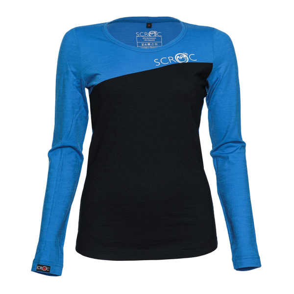 sMerino 160 Shirt Dukolora langarm w blau (unten schwarz) für Damen von SCROC.