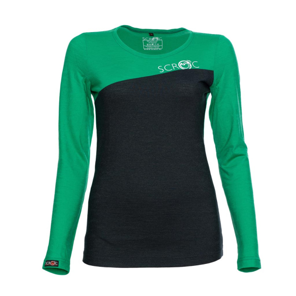 sMerino 160 Shirt Dukolora langarm w grün (unten schwarz) für Damen von SCROC.