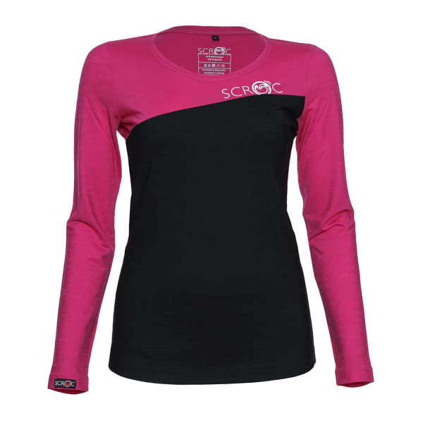 sMerino 160 Shirt Dukolora langarm w pink (unten schwarz) für Damen von SCROC.