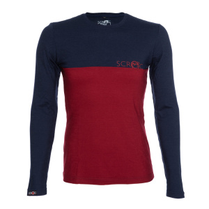 sMerino 155 Shirt Teo langarm dunkelrot (oben dunkelblau) für Herren von SCROC.