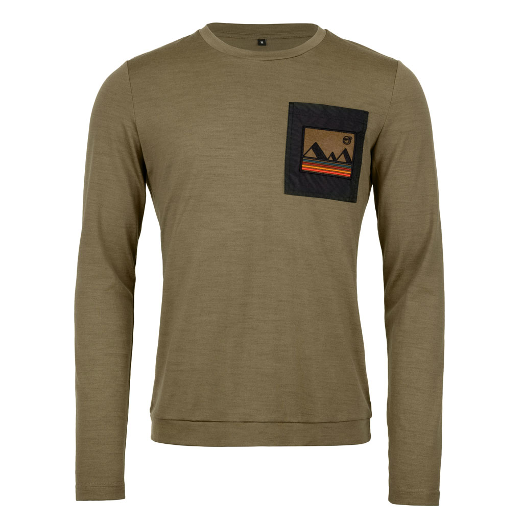 Merino Shirt langarm 220 Pli m khaki für Herren von SCROC