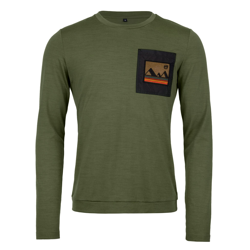 Merino Shirt langarm 220 Pli m moosgrün für Herren von SCROC