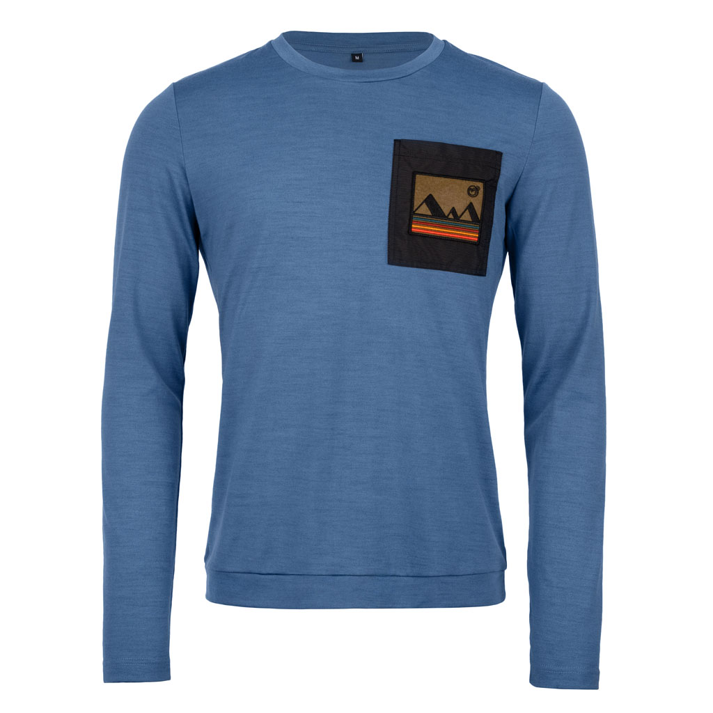Merino Shirt langarm 220 Pli m stahlblau für Herren von SCROC