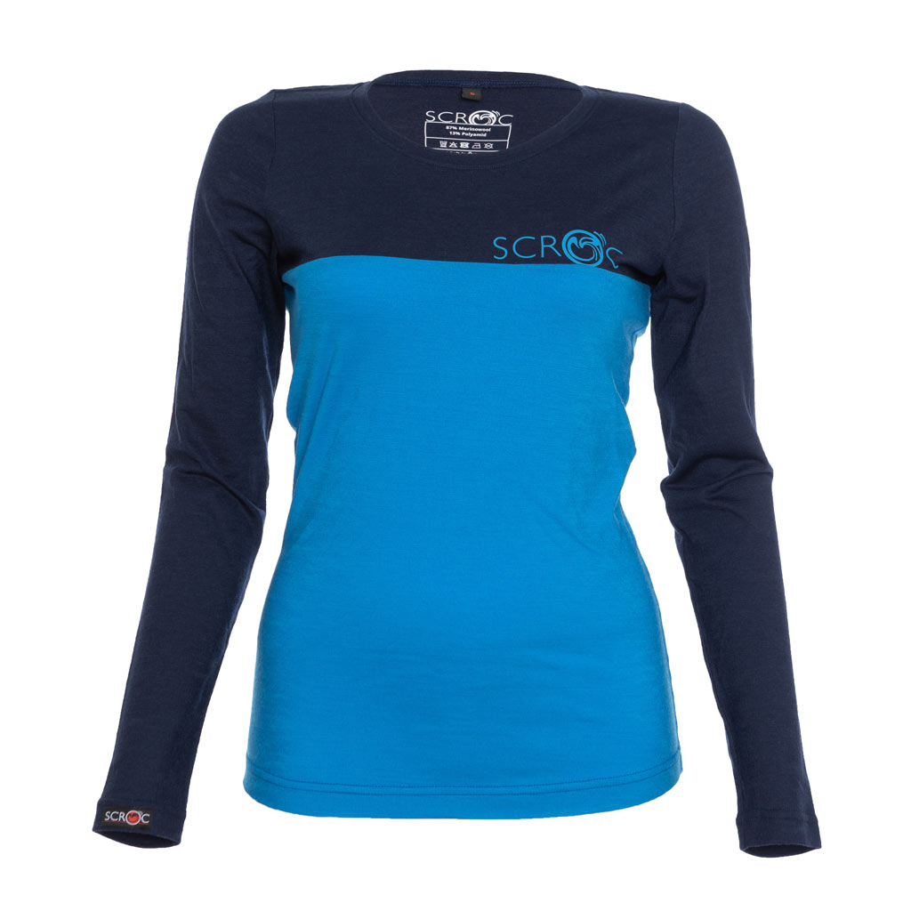 Merino Shirt langarm 155 Teo w blau Damen von SCROC