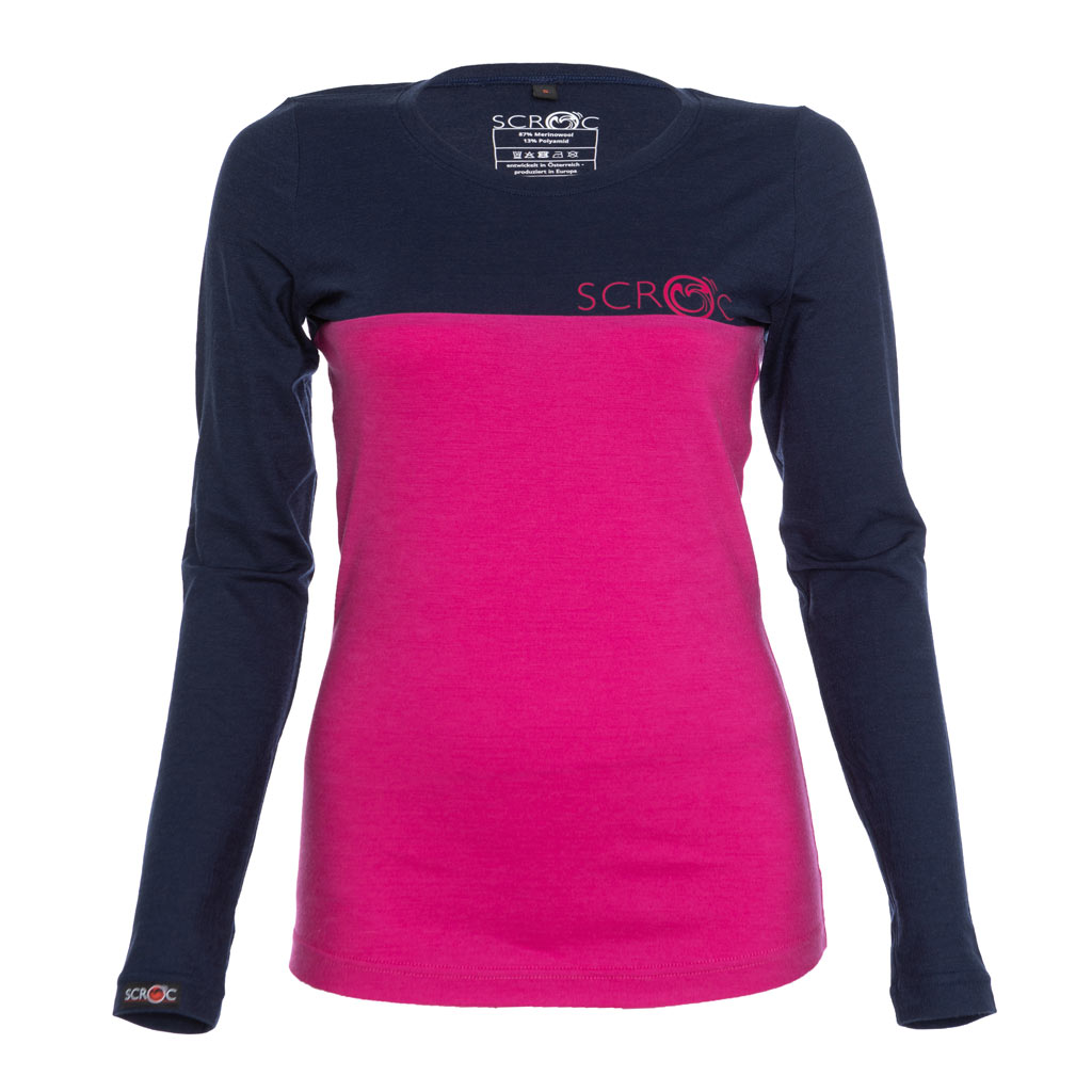 Merino Shirt langarm 155 Teo w pink Damen von SCROC