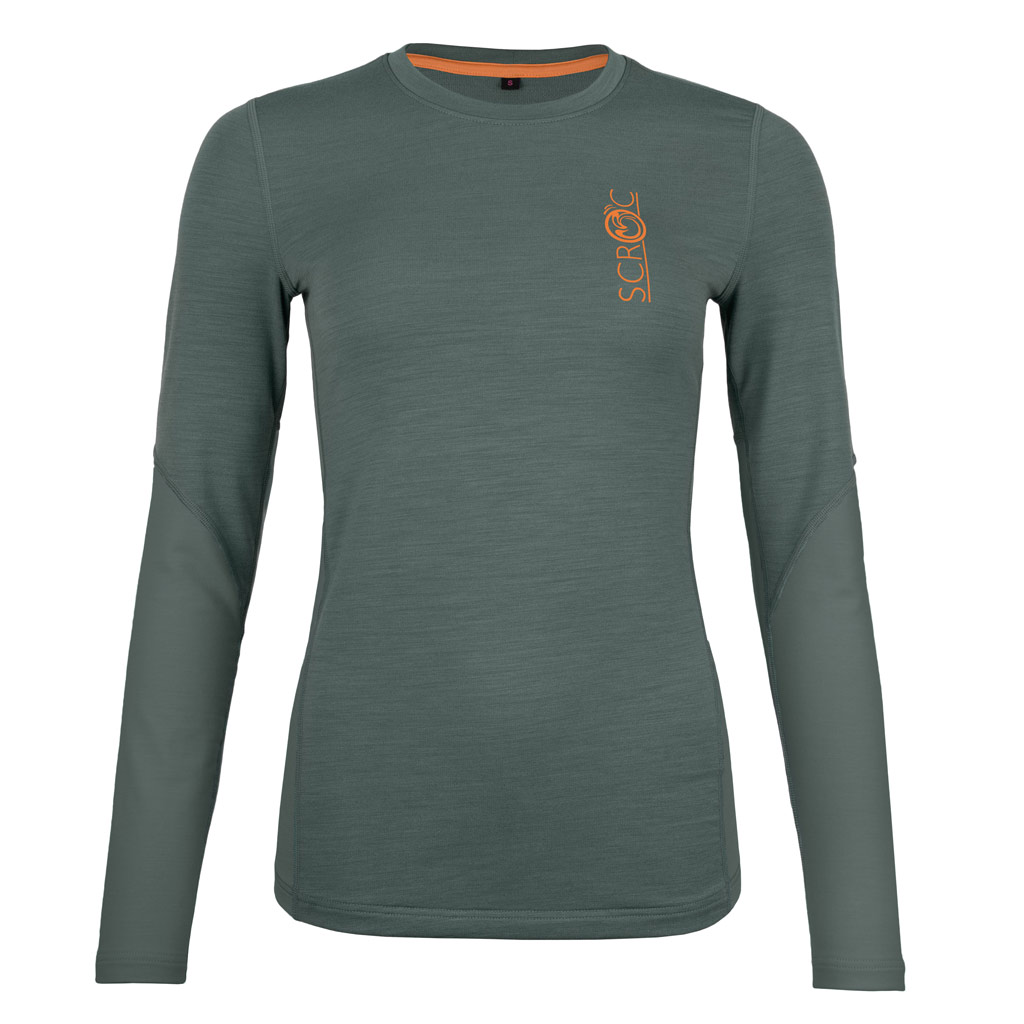 Merino Shirt 190 Movi langarm w dunkler Salbei für Damen von SCROC