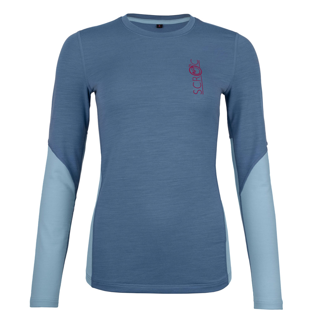 Merino Shirt 190 Movi langarm w stahlblau für Damen von SCROC