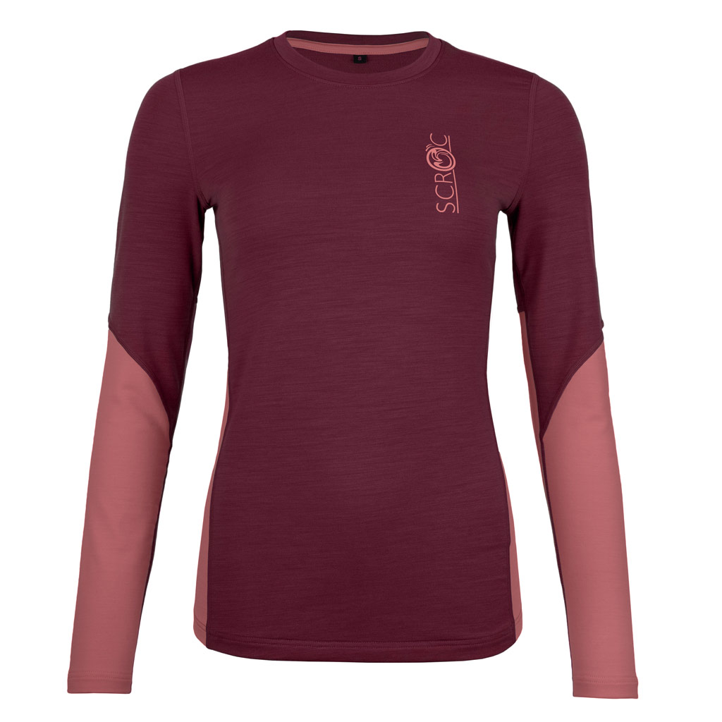 Merino Shirt 190 Movi langarm w weinrot für Damen von SCROC