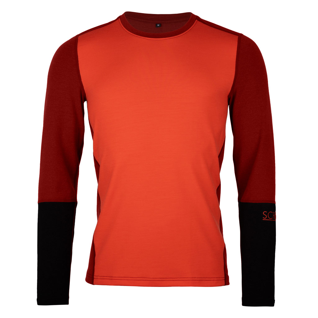 Merino Shirt langarm 190 Agi m blutorange für Herren von SCROC