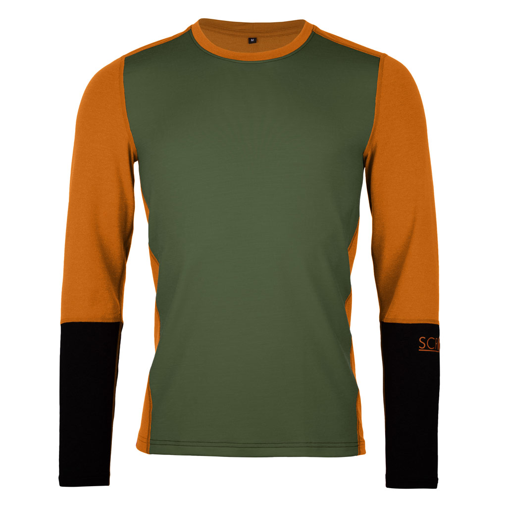 Merino Shirt langarm 190 Agi m moosgrün für Herren von SCROC