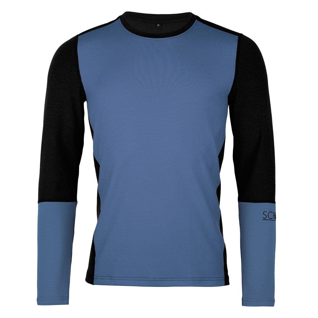 Merino Shirt langarm 190 Agi m stahlblau für Herren von SCROC