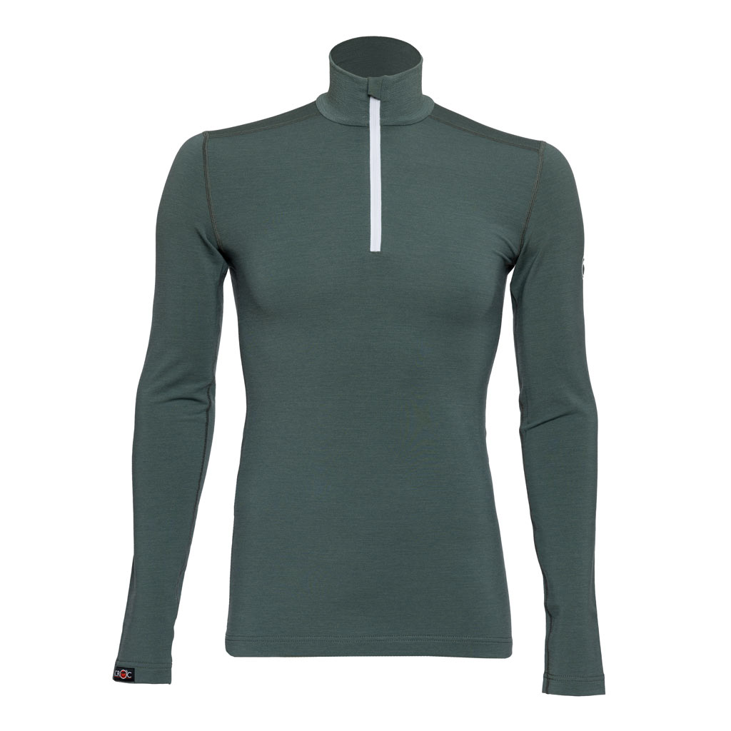 Merino Skiunterwäsche Herren sMerino 190 Shirt Zipo langarm dunkler salbei von SCROC