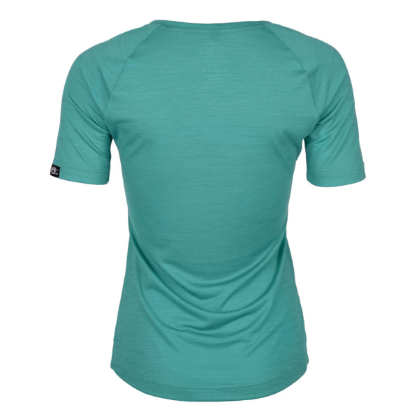 Rückansicht der sCool Merino Shirt Koni w in türkis für Damen von SCROC.