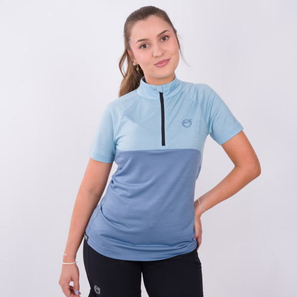 sCool Merino Shirt Lerta w in stahlblau mit Reißverschluss von SCROC.