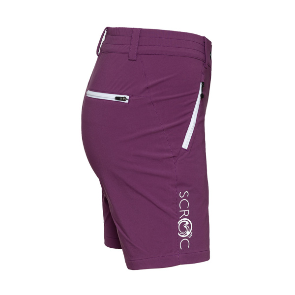 Das Logo läuft bei der sCooltec Merino Shorts Marto w violett für Damen entlang des rechten Beins.