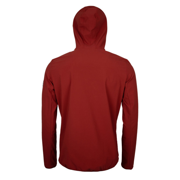Rückansicht der sCooltec Merino Hybrid Jacke Akva m in rostbraun für Herren von SCROC.