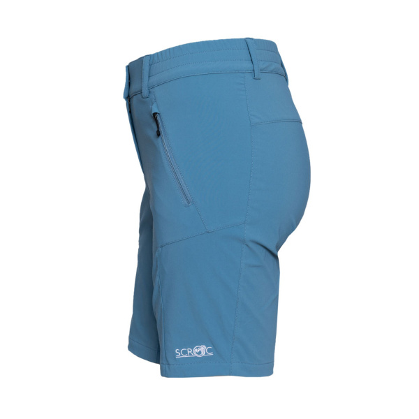 Das SCROC Logo trägst du bei der sCooltec Merino Shorts Ido w eisblau für Damen am linken Bein.