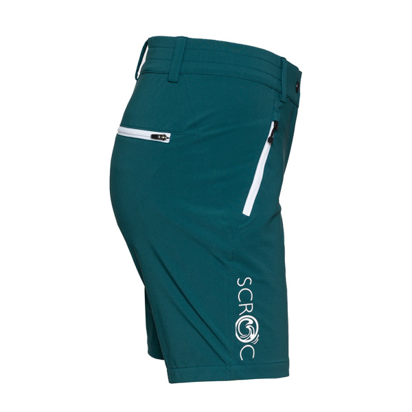Das Logo läuft bei der sCooltec Merino Shorts Marto w petrol für Damen entlang des rechten Beins.