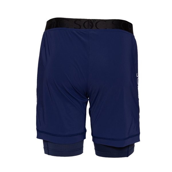 Die Innenhose der sCooltec Merino Trailshorts Arbo dunkelblau ist etwas länger geschnitten als die Überhose.