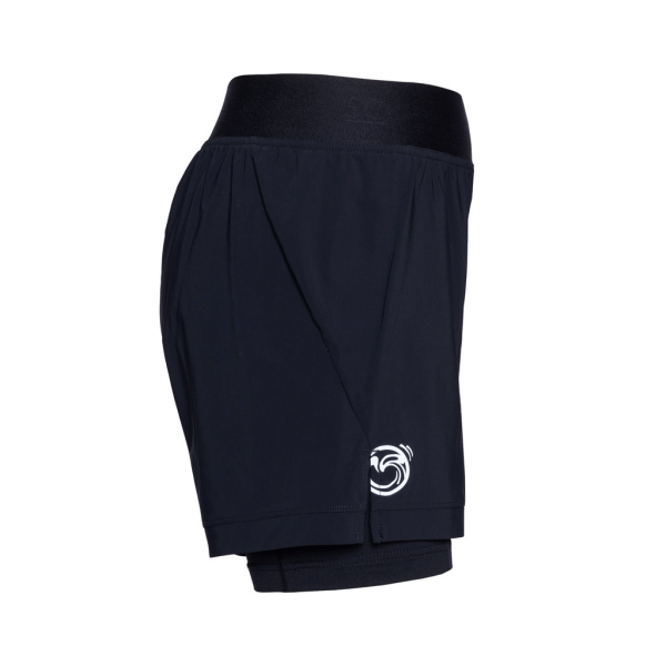 Seitenansicht der sCooltec Merino Trailshorts Eta w schwarz für Damen von SCROC.