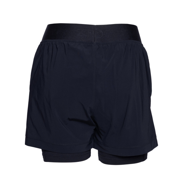 Rückansicht der sCooltec Merino Trailshorts Eta w schwarz für Damen von SCROC.