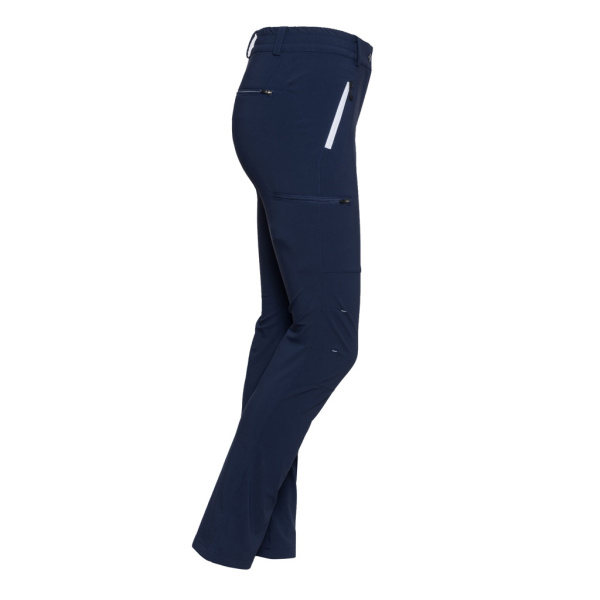 Seitenansicht der leichten sCooltec Merino Hose Montaro w dunkelblau für Damen von SCROC.