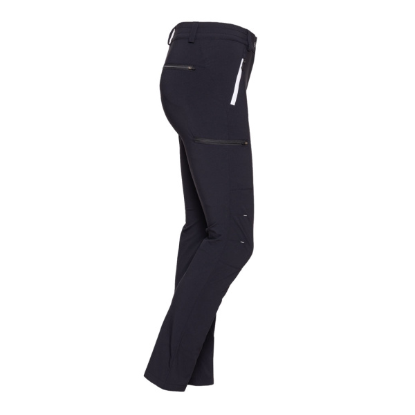 Seitenansicht der leichten sCooltec Merino Hose Montaro w schwarz für Damen von SCROC.