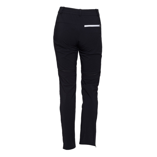 Rückansicht der sCooltec Merino Hose Zumi w schwarz Damen mit langen Beinen.